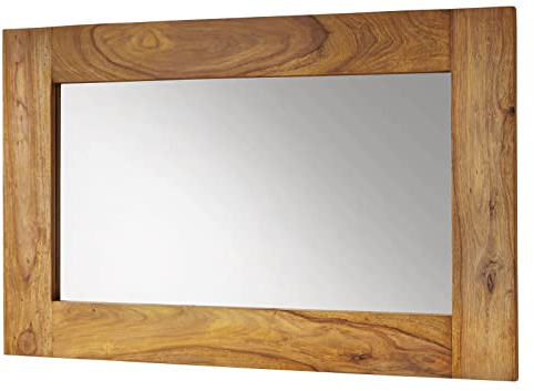 MASSIVMOEBEL24.DE Spiegel Sheesham braun geölt Nature Brown #841 | 70x3x110 cm (BxTxH) 15 kg Landhaus montiert vollmassiv