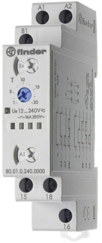 Finder 80 Zeitrelais, DIN-Hutschiene 12 to 240 V ac/dc 12V ac, 240 V ac, 0.1 to 20 min, 0.1 to 24 h, 0.1 to 20 s, 1