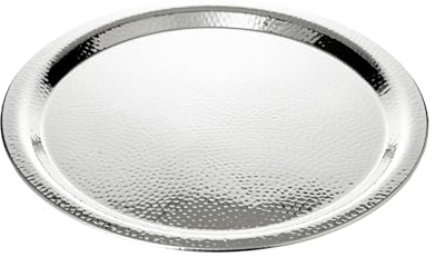 EDZARD Vassoio Martella (diametro 44 cm) rotondo, in acciaio inox lucidato a specchio, martellato, vassoio decorativo, vassoio rotondo Monaco – argentato