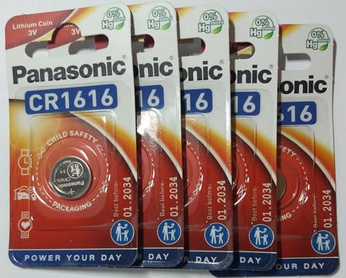 PANASONIC Lot de 5 Piles Bouton Lithium Power CR1616 3V 0,55 mAh