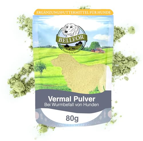 Bellfor Vermal Pulver mit Kokosmehl und Kürbiskernen - Ergänzungsfuttermittel für Hunde - 80 g
