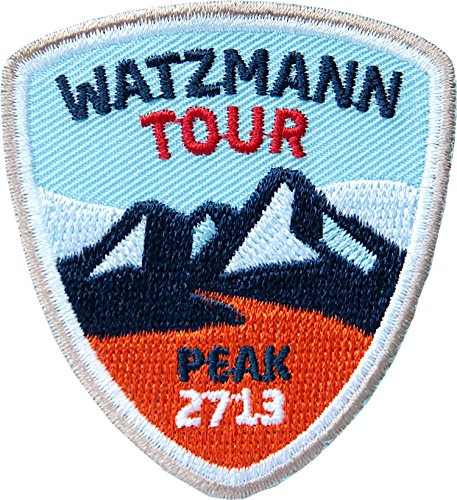 2 x Watzmann Abzeichen 55 x 60 mm gestickt/Watzmann Bergtour Bergsteigen Wandern Klettersteig Klettern/Aufnäher Aufbügler Sticker Patch für Kleidung Rucksack/Wanderführer Tourenkarte Karte