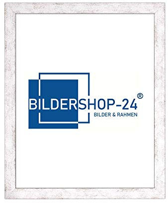 Bildershop-24 Bilderrahmen London in Holzoptik Weiß Vintage mit Acrylglas 37.5 X 98 cm PUZZLEFORMAT