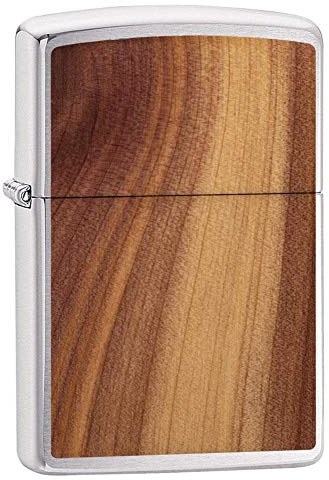 Zippo Woodchuck Feuerzeug mit Zedern-Motiv, Winddicht, Chrom, reguläre Passform