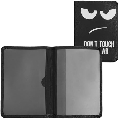 kwmobile Funda para permiso de circulación de coche en cuero sintético - Espacio para tarjetas - 9.2 x 13 CM doblado - Don't touch my car