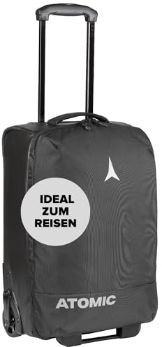 ATOMIC Cabin Trolley Schwarz - Handgepäck-Koffer - Großes Hauptfach mit Netztaschen & Fronttasche - Leichtlauf-Rollen - Gepolsterte Griffe - Wasser- & schmutzabweisend
