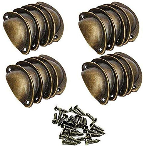 SJUNJIE 20 Stück Vintage Muschelgriff 81mm Antike Schubladenknopf Moebelknauf Schubladengriffe Schubladenknöpfe Möbelgriff für Küche Kabinett Schublade (Messing)