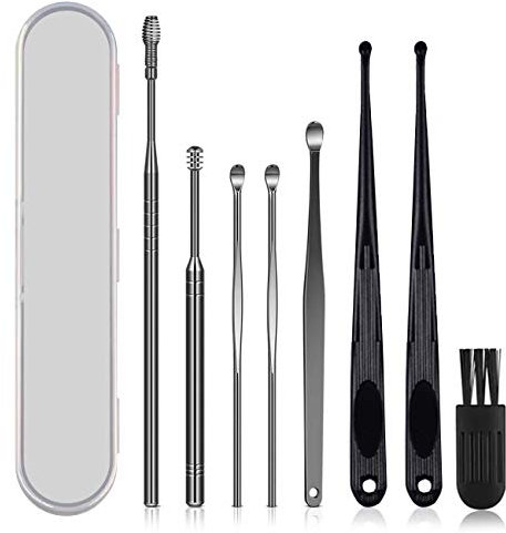 Ohrenschmalz-Entfernungs-Set, Ohrreinigung, Reinigungsbürste und Aufbewahrungsbox, einteiliges Ohrpicker-Design für Erwachsene und Kinder (weiß)