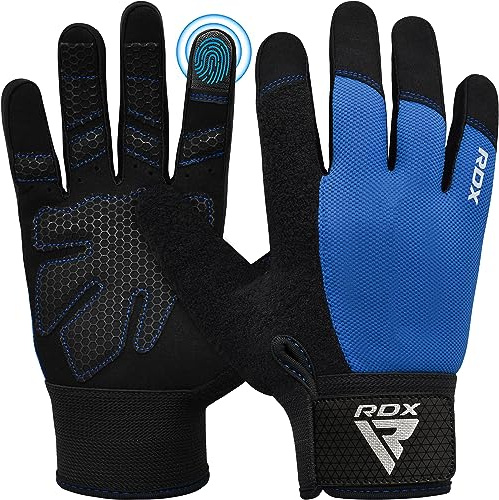 RDX Guantes Gimnasio Musculacion Entrenamiento Gym, Antideslizante Levantamiento de Pesas Musculación Palma Acolchada Gel Antideslizante Transpirable Pantalla Táctil Equipo de Fitness en Casa