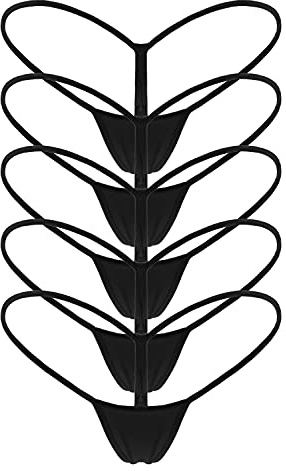 Mbotnee G-strängar mini-stringtrosor små trosor underkläder, 5-pack svart, M