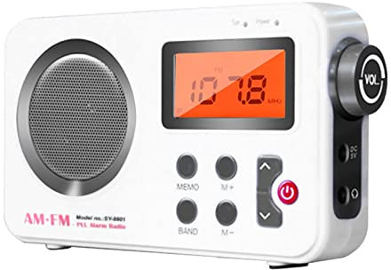 GeKLok AM FM Radio, Shower Radio, Portable Mini Stereo Radio with Earphone Port, LCD Display, Waterproof Wireless Bathroom Music Radio