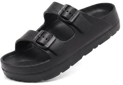Plattformssandaler för kvinnor, justerbara spännen, platta sandaler, bekväma glidbanor med fotvalvstöd, kvinnor sommar väsentlig strand hem och street casual sandaler, 1-1plattform-dubbelt
