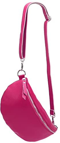 SH Leder ® echt Leder Hüfttasche Damen Herren Unisex Gürteltasche für Festival Reise Bauchtasche große Crossbody Bag Frauen Ledertasche 30x18cm Lala G399 (PINK)