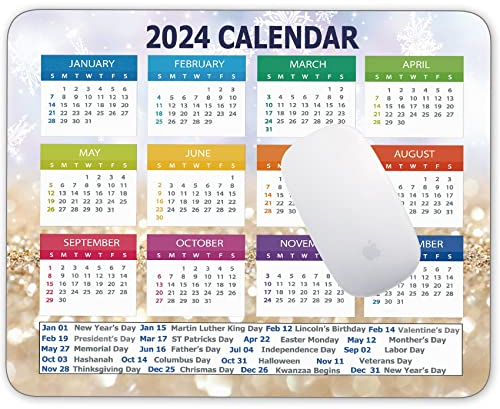 Mupfaga Kalender 2023 Mauspad mit Feiertagen, Gaming-Mauspads, personalisiertes Design, rechteckiges Mauspad für süße Frauen, Mädchen, rutschfeste Gummi-Mauspads für Büro, Computer, Laptop, Blau