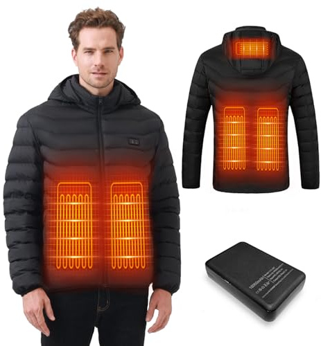 Mincoo Beheizbare Jacke Herren Damen,Winter Elektrische Herren Beheizte Jacke USB Lade Heizmantel Mit 5V 10000 mAh Akku,Warme Heizjacke für Outdoor Motorrad Wandern Skifahren Camping