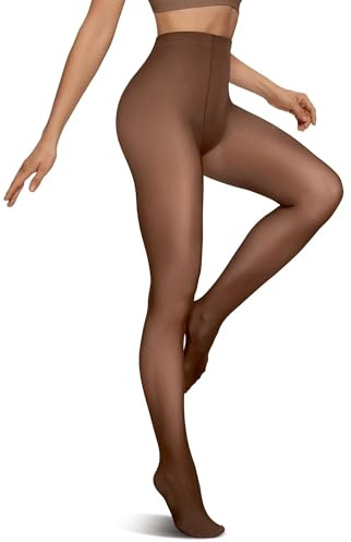 Vertvie Fleece Lined Tights for Women Thermal Pantyhose Fake Translucent Winter Warm Tights High Waisted Thick Leggings (80g-No Fleece,Coffee Sheer,Small-Medium)