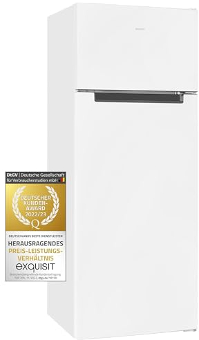 Exquisit Kühl-Gefrierkombination, Kühlschrank mit Gefrierfach, 206 Liter, 4-Sterne-Gefrierfach, 55 cm Breit, Freistehend, KGC5270-45-040E weiss