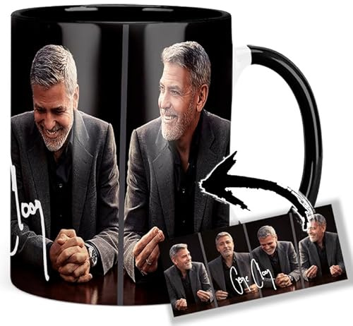 George Clooney Tasse Innen & Henkel Schwarz Keramikbecher Mug