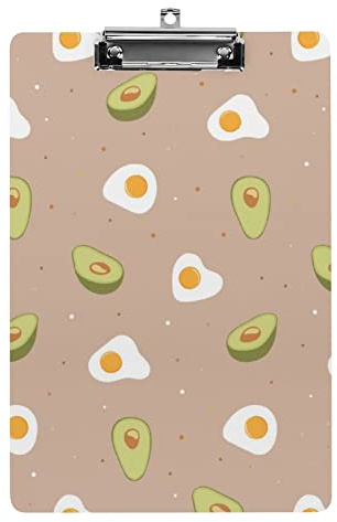 Petit-déjeuner Oeuf Avocat Presse-papiers format A4 Drôle Esthétique Travail Étude Lettre Standard Clip Board 12,5 × 8,5 pouces Panneau dur pour salle de classe scolaire Enfants Écrivant Dessin