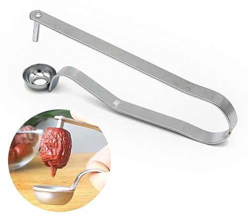 BESTonZON Levatorsoli Frutta Dattero Rosso Acciaio Inossidabile Utensile da Cucina Accessori per Rimozione Facile da Usare e