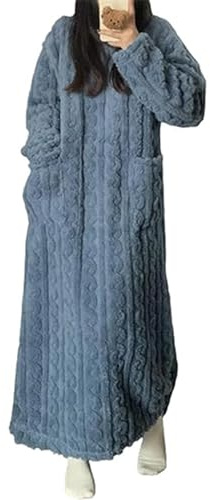 YoiTs Abito da Notte in Velluto Corallo Invernale, Camicia da Notte, Abito da Pigiama in Flanella da Donna Extra Lungo, Pigiama in Pile da Donna (Blue,M)