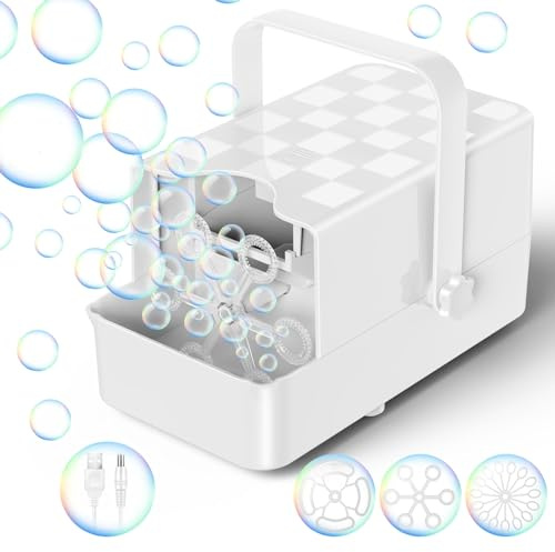 PANACARE Automatische Seifenblasenmaschine, 3 in 1 Seifenblasenmaschine Hochzeit mit 3 Blasennetzen 10000+/Min kleine Blasen/große/mittlere/300ml Tank, Kinder Geschenk für Kindstag/Bühne/Party
