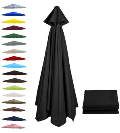 BEEGMA Replacement Parasol Canopy 2.0m 2.50m 2.70m 3.0m Canopy Replacement Top 6 Arms Patio Garden Beach Umbrella Canopy Cover(Color:Black,Size:2.50m/8.2FT)