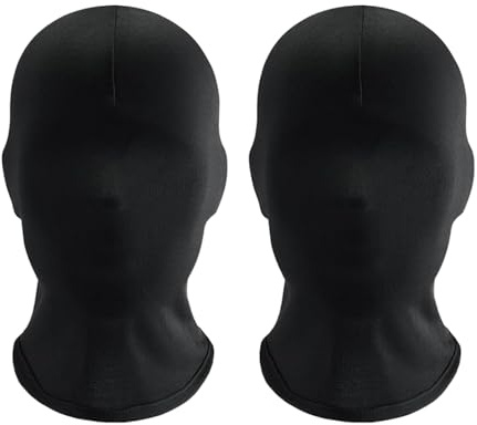 2 Stück Schwarze Maske Halloween,Schwarz Vollgesichtsmaske Kostüm,Gesichtslose Game Spandex Masken,Terrifier Wizard Mask Gang Costume,Cosplay Costumes Augenmaske Accessoires,für Erwachsene Kinder