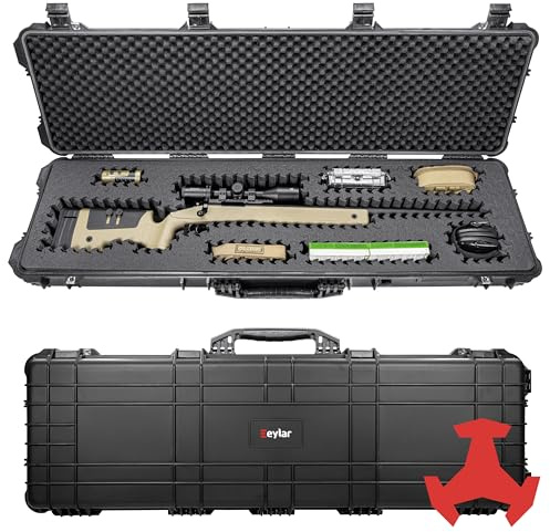 Eylar 53” Hard Rifle Case Equipped With Ragar Reconfigurable & Reusable Foam Insert, Waterproof, Shockproof Meets TSA Requirements (Black)
