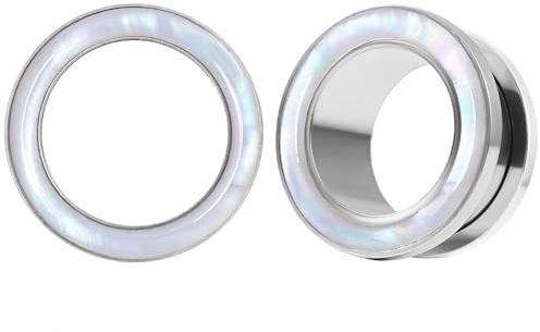 Vankula Ohr Tunnel 1 Paar Double Flared Flesh Plugs Muschelschale Edelstahl für männer damen Ohrpiercing Gestreckte Schmuck 6mm bis 16mm
