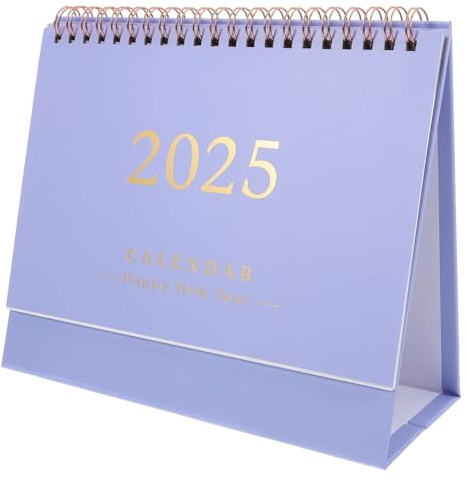 EXCEART Tischkalender 2025 Tischkalender Stehend Flip Neujahrskalender Tischkalender 2024-2025 Dekorativer Bürokalender Monatlicher Memo-kalender Stehender Kalender Papier Violett