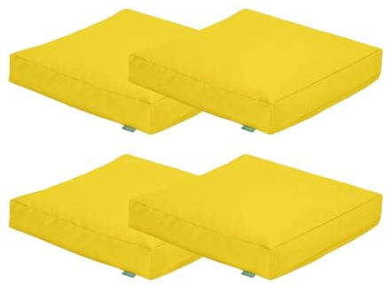 Gardenista Quadrato Cuscino da pavimento 60x60cm, Cuscino per Sedia Resistente all'acqua per Interni e per Esterni, Trapuntato Cuscino per Mobili da Giardino Morbido e Leggero (4, Giallo)