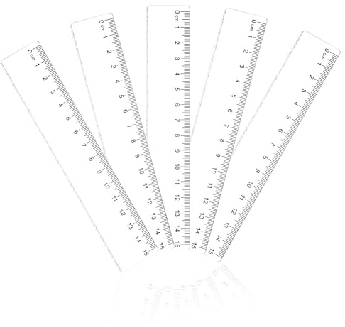 5 stycken linjaler 15 cm grundskola, plast liten linjal, transparent linjal plast ruulers linjal liten kort linjal transparent för skola kontor hem mätverktyg
