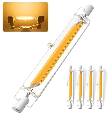 Dvnoua R7S LED 118mm Dimmbar Lampen, 20W LED Lampen Ersatz für 200W Halogen Leuchtmittel, R7S COB Glühbirne Warmweiß 3000K 2000LM, Kein Flackern, 360°Abstrahlwinkel Stab, 4PCS