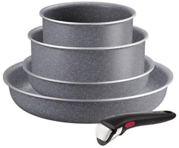 TEFAL INGENIO Hard Stone Lot 5 pieces, Poeles 22/26 cm, Casseroles 16/20 cm, Poignée amovible, Non induction, Antiadhésif L440