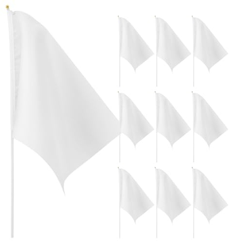 VICASKY Kleine Flaggen Weiss 10 StüCk Mini Weiß DIY Auf WeißE Mini-Flagge Leere Flagge Handgehaltene Fahnen Wettkampffahnen Signalflagge Stücke Handheld Sportveranstaltungen Handgeschüttelte
