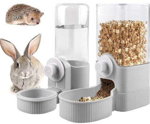 PORFOYO Bouteille d'eau pour lapins, 2 pcs distributeur d'eau pour lapins 520ml, distributeur d'eau automatique pour lapins, distributeur de nourriture pour hamsters 1200ml pour