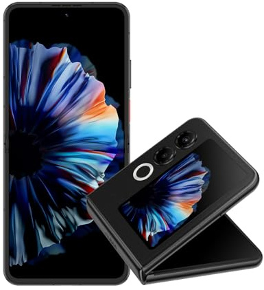 nubia ZTE Flip 2 5G Smartphone klappbar mit AI, 8GB+256GB, 6,9 Zoll FHD+ AMOLED Display, 120Hz FHD+ AMOLED Display, 50MP Kamera, 4325mAh Akku, 33W Schnellladung, Android 14, inkl.Case, Schwarz