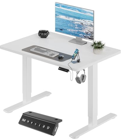 JUMMICO Scrivania Regolabile in Altezza, 100 x 60 cm, Bianco