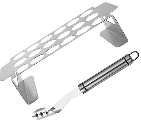 Holibanna Descorchador de Pimientos de Acero Inoxidable y Soporte para Parrilla de Pimienta para Barbacoa, Accesorio de Cocina Resistente y Fácil de Limpiar, Adecuado para Asar Alitas