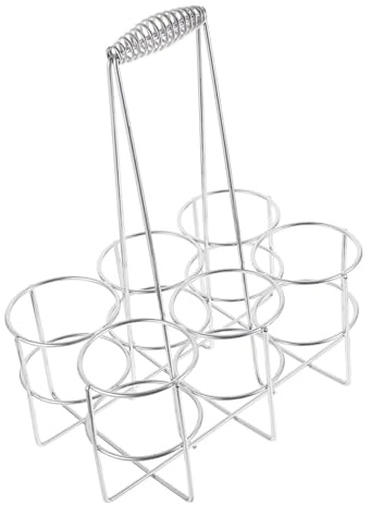 KOCKSHION Beer Can Rack 6 Slot Argento Handle Design per Oktoberfest Party | Contenitore per Bottiglie di Birra, Portabottiglie Portatile, Organizer Lattine Dispensa, Cesto di Birra