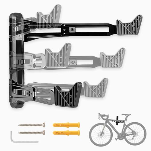 Biigdan Fahrrad Wandhalterung, Wandhalter Fahrradhalterung 40kg TragfäHigkeit, für Mountainbikes RennräDer,2 Einstellmethode FahrradaufhäNgung Wandmontage Platz Sparen, Kohlenstoffstahl, Schwarz