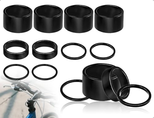 AOYEGIC 10 Stück Spacer Fahrrad,Aluminium Lenker Abstandshalter,Distanzringe Fahrradgabel Spacer,Aluminium Mountainbiken Distanzscheibe Headset(Schwarz)