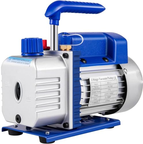 PEIXU Pompa per Vuoto,220V Automatico Kit Pompa a Vuoto,3CFM 1/3HP Condizionatore d'aria Frigorifero con Contatore per Aria Condizionata Pompa ad Aria Elettrica per Auto Sistemi di Refrigerazione