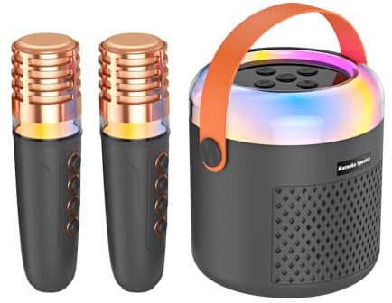Patifirst Petite Machine À Karaoké,Boîte à Sons avec Lumières LED - Enceinte De Karaoké avec,pour Voyage, Camping, Maison, Pratique De Chant, Réunion Familiale, Fête d'anniversaire