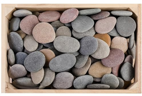 ROCART Lot de 100 Pierres de Rivière Naturelles Lisses 5,5-8,5 cm pour Peinture, Galets Plats pour Loisirs Créatifs, Galets de Gentillesse, École, Jardin et Projets DIY
