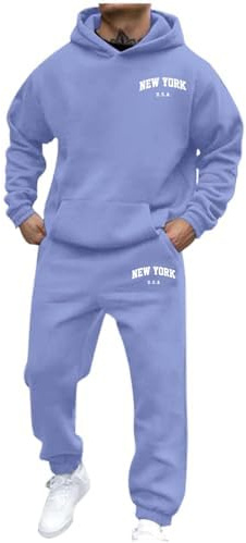 Générique Ensemble Survêtement Homme 2 Pièces, Sweat à Capuche et Pantalon de Sport Manches Longues, Sportswear Hiver Casual (FR/ES, Alpha/lettres, L, Taille normale, Taille normale, Violet)