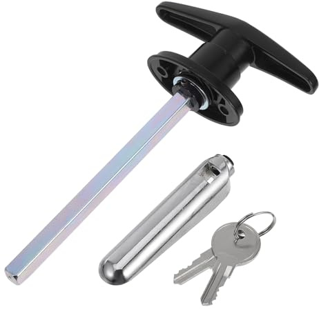 IMUSINICE Cerradura con Diseño Versátil y Artesanía con Manija en T para Puerta Corredera y Portón, Aleación de Zinc Negro para Uso Seguro y Duradero