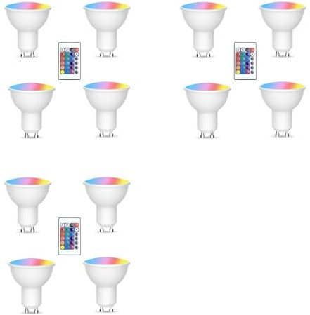 Mokamika 12 Gu10-Glühbirnen und 3 Fernbedienung mit Speicherfunktion, 17 Veränderbare Farben, 4 Dynamische Beleuchtungsmodi, Spotlight