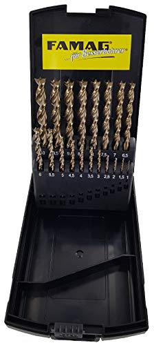 FAMAG HSS-G Jeu de 19 mèches à bois hélicoïdales